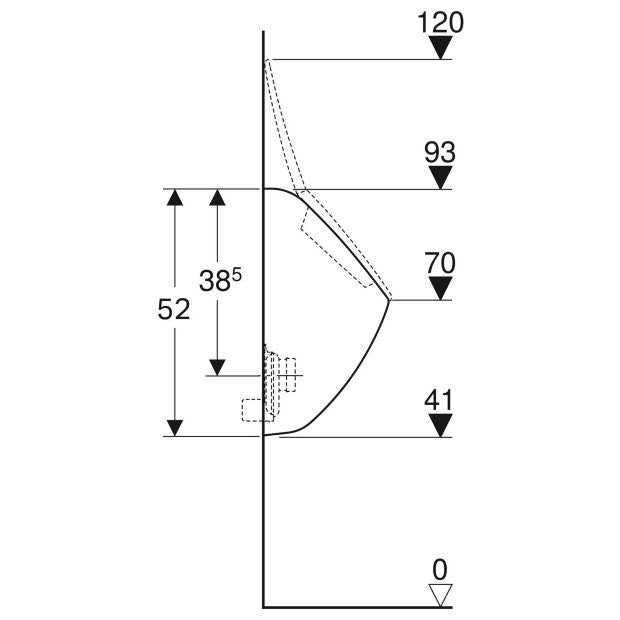Geberit Pareo Pisoar cu evacuare prin spate 30x27xH52 cm