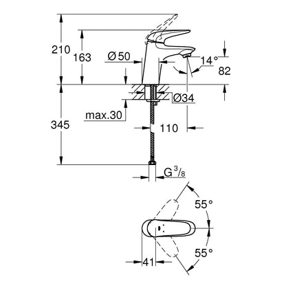 Baterie lavoar Grohe Eurostyle, marime S, maner plin