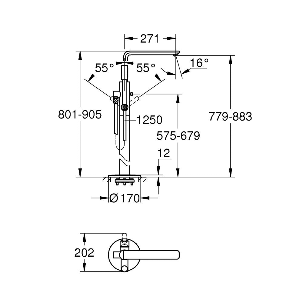 Grohe Lineare Baterie cada freestanding, crom
