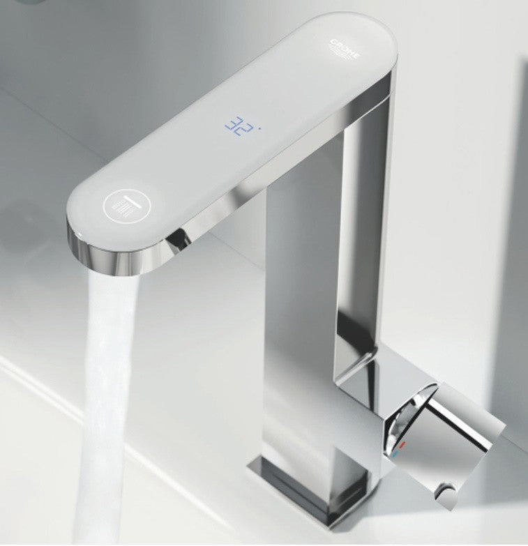 Baterie chiuveta baie Grohe Plus, pipa pivotanta si afisaj LED, marime M