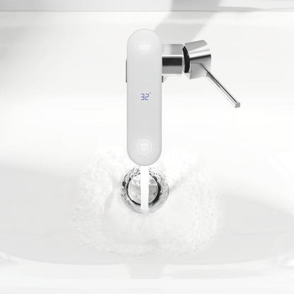 Baterie lavoar Grohe Plus, pipa pivotanta si afisaj LED, ventil click clack