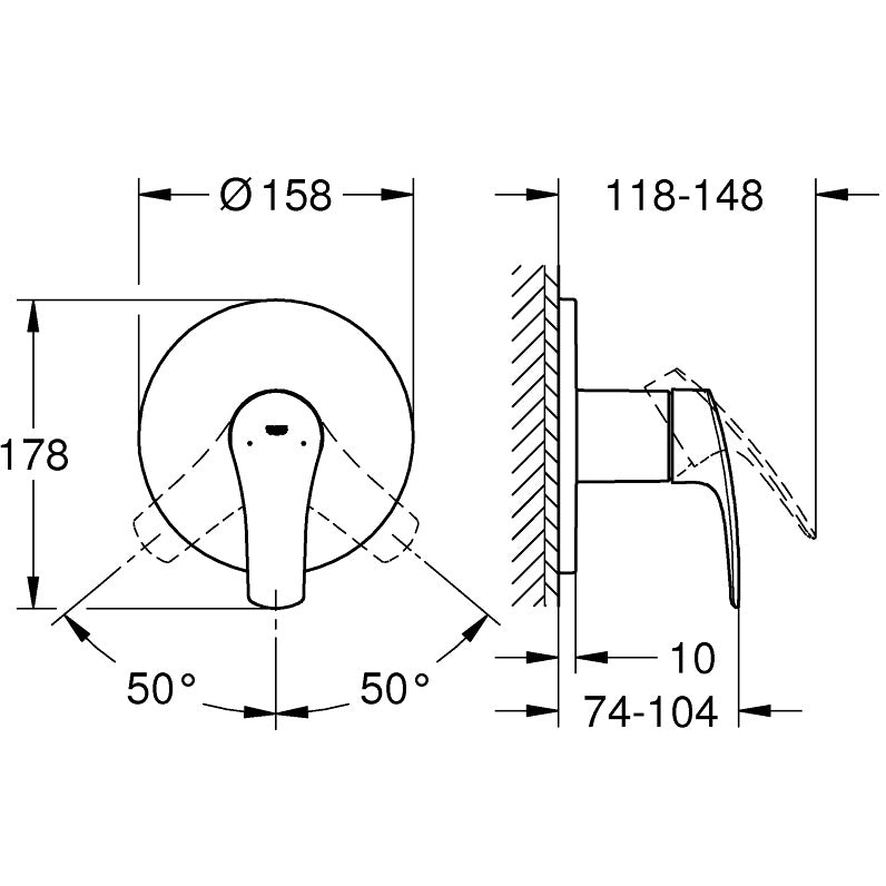 Grohe Eurosmart Baterie dus monocomanda incastrata