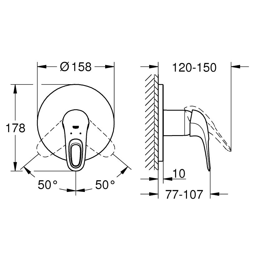 Grohe Eurostyle Baterie dus monocomanda incastrata, crom