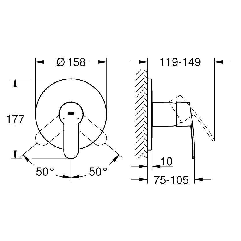 Grohe Eurostyle Cosmopolitan Baterie dus monocomanda incastrata, crom