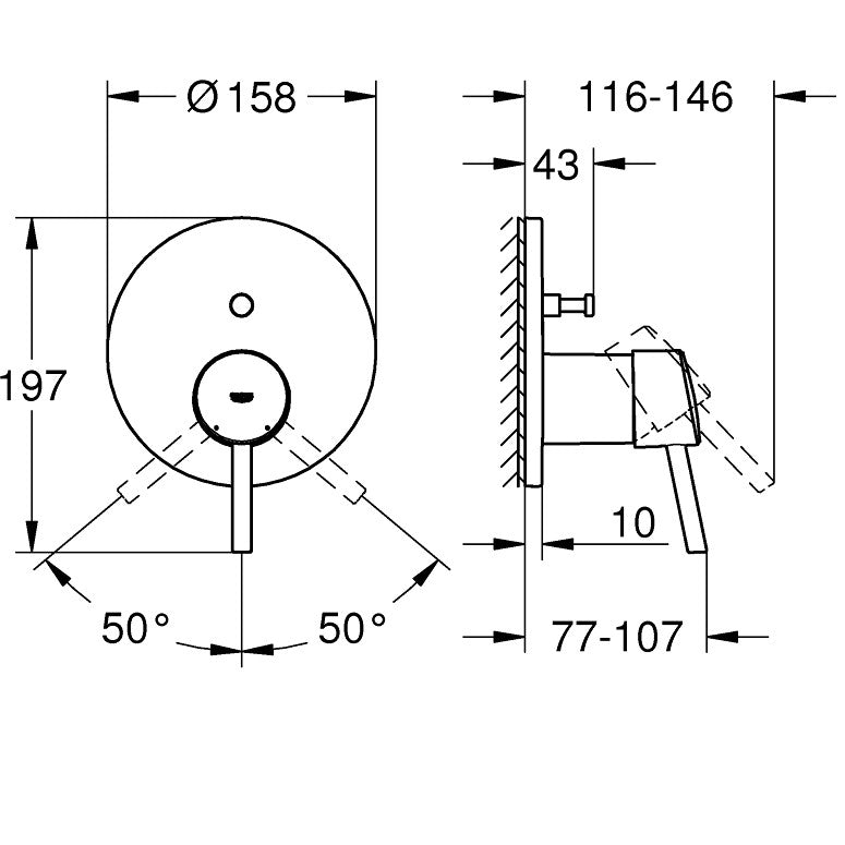 Grohe Concetto Baterie cada dus monocomanda incastrata, crom