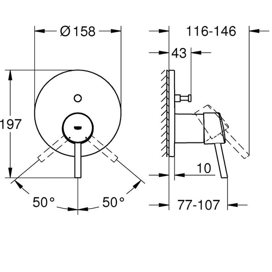 Grohe Concetto Baterie cada dus monocomanda incastrata, crom