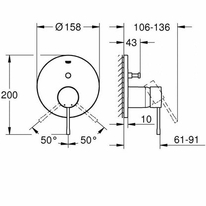 Set promo Sistem dus incastrat fara termostat Grohe Rainshower, auriu