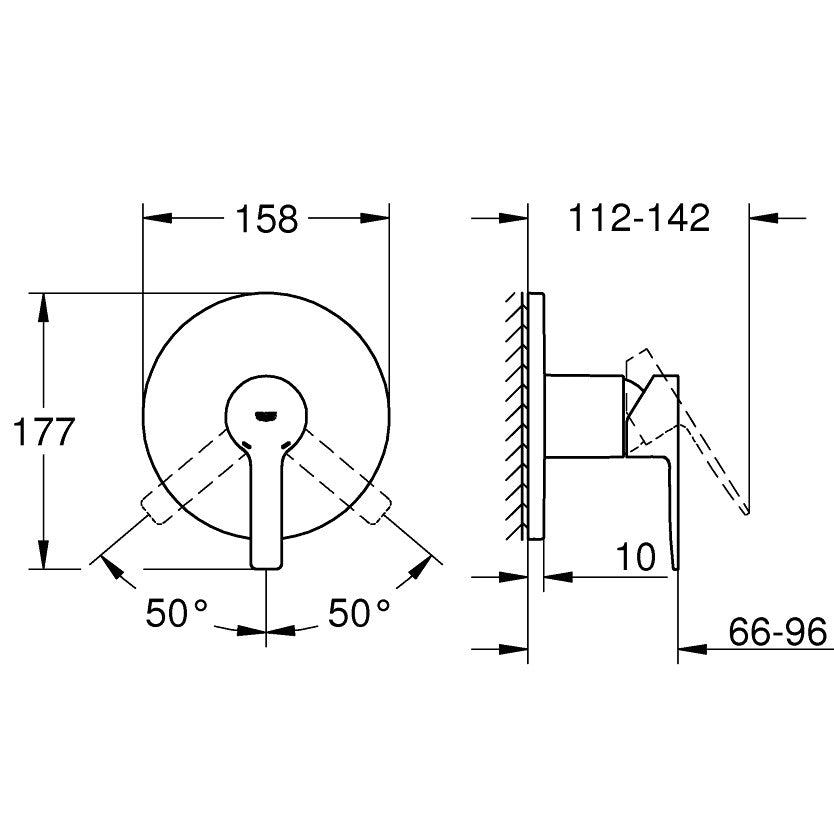 Grohe Lineare Baterie dus monocomanda incastrata, crom