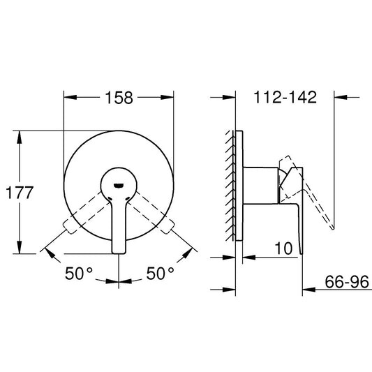 Grohe Lineare Baterie dus monocomanda incastrata, crom