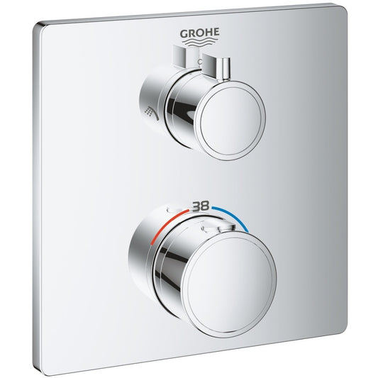 Grohe Grohtherm Baterie cada dus cu termostat si 2 iesiri, patrata, crom