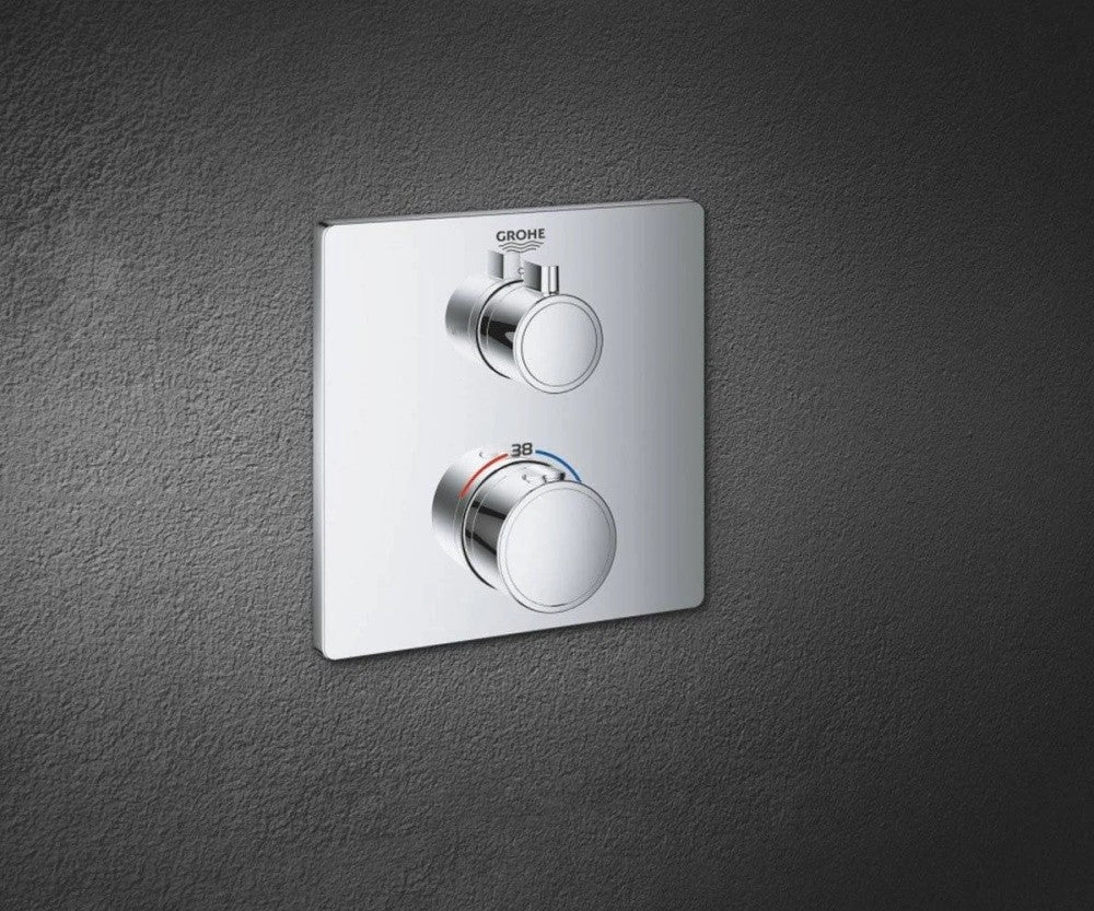 Grohe Grohtherm Baterie cada dus cu termostat, 2 iesiri, patrata, crom