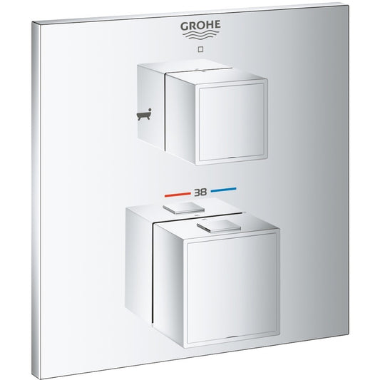 Grohe Grohtherm Cube Baterie cada dus cu termostat incastrata, 2 iesiri, crom