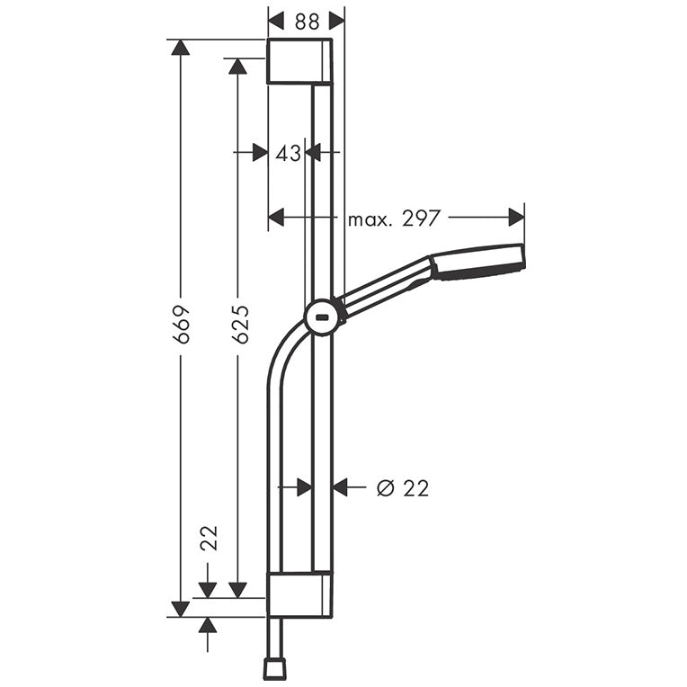 Hansgrohe Pulsify Select Set dus cu bara 65 cm, alb mat