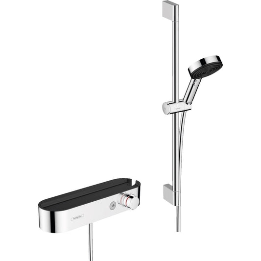 Hansgrohe Pulsify Select S Baterie dus cu termostat si set de dus cu bara 65 cm, crom