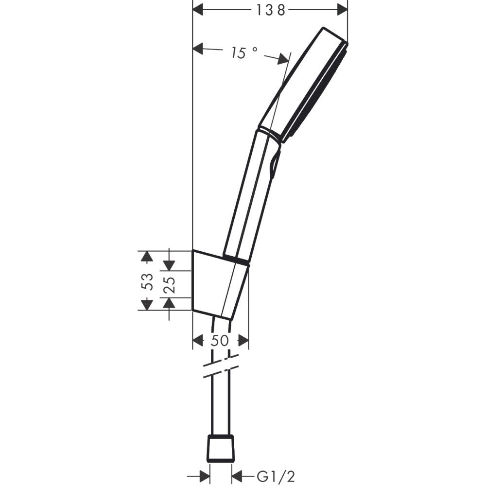 Hansgrohe Pulsify Select Set dus cu suport, furtun 125 cm, negru mat