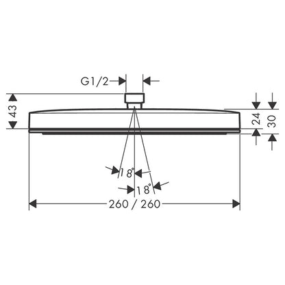 Palarie dus fix Hansgrohe Pulsify E 260, cu 1 functie, negru mat