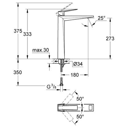 Baterie lavoar pe blat Grohe Allure Brilliant, crom