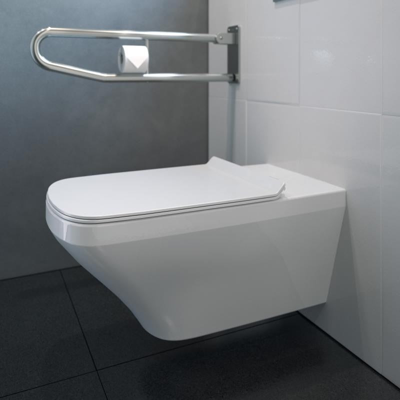 Vas WC dizabilitati suspendat Duravit Durastyle Rimless 37x70 cm evacuare orizontala