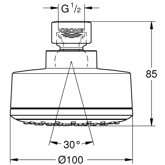 Palarie dus fix Grohe New Tempesta Cosmopolitan 100, Ø10 cm, 1 jet