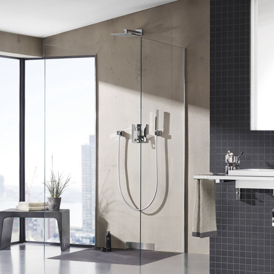 Palarie dus fix Grohe Rainshower Allure, cu brat, montaj pe perete, 22x22 cm