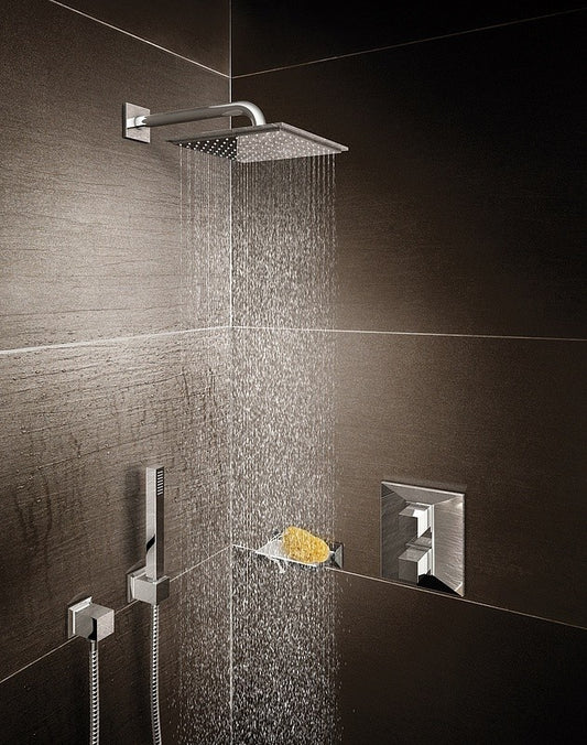 Palarie dus fix Grohe Rainshower Allure, cu brat, cu limitator de debit, montaj pe perete, 22x22 cm