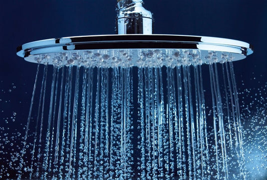 Palarie dus fix Grohe Rainshower Cosmopolitan, Ø31 cm cu brat, limitator, montaj pe tavan, crom