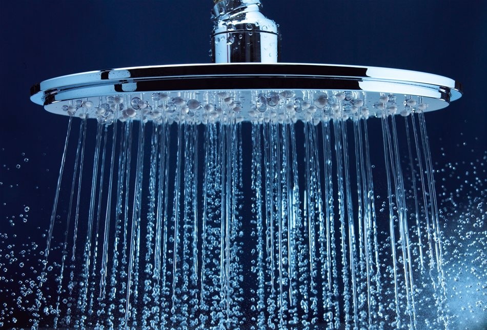 Palarie dus fix Grohe Rainshower, cu brat, montaj pe tavan, Ø40 cm