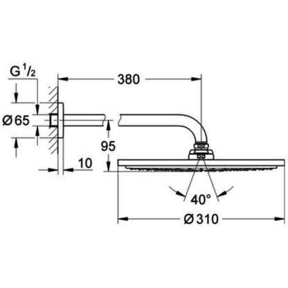 Set promo Sistem dus incastrat fara termostat Grohe Rainshower, auriu