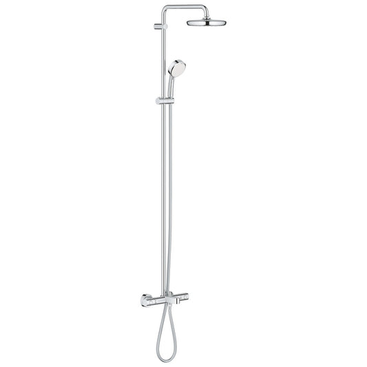 Coloana dus cu baterie si termostat Grohe New Tempesta Cosmopolitan 210, cu pipa cada