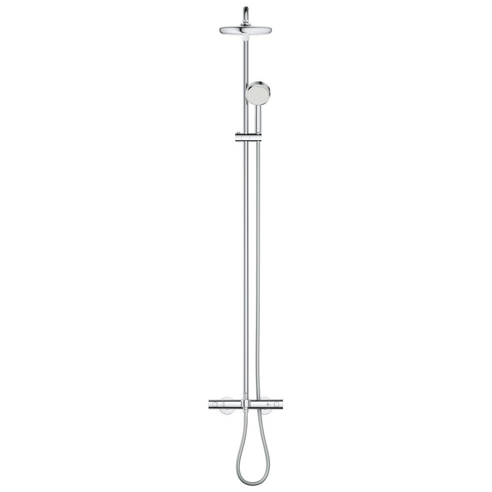 Coloana dus cu baterie si termostat Grohe New Tempesta Cosmopolitan 210, cu pipa cada