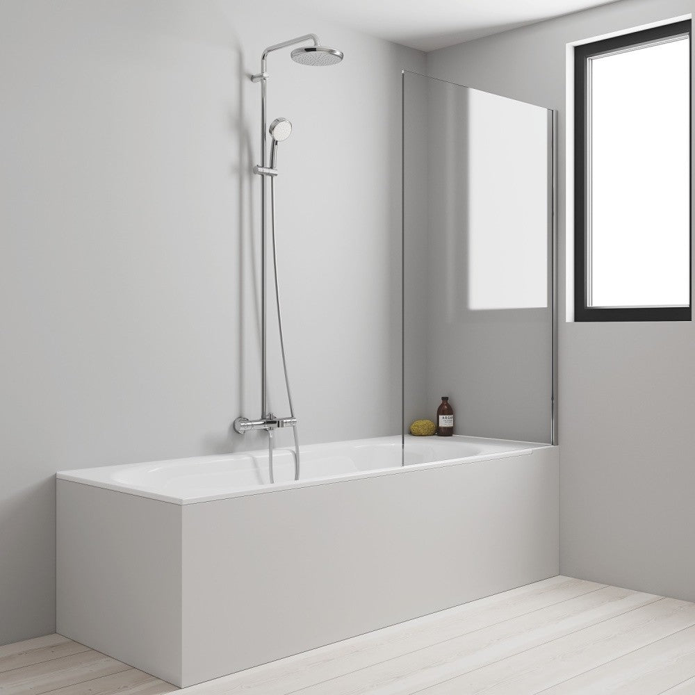 Coloana dus cu baterie si termostat Grohe New Tempesta Cosmopolitan 210, cu pipa cada