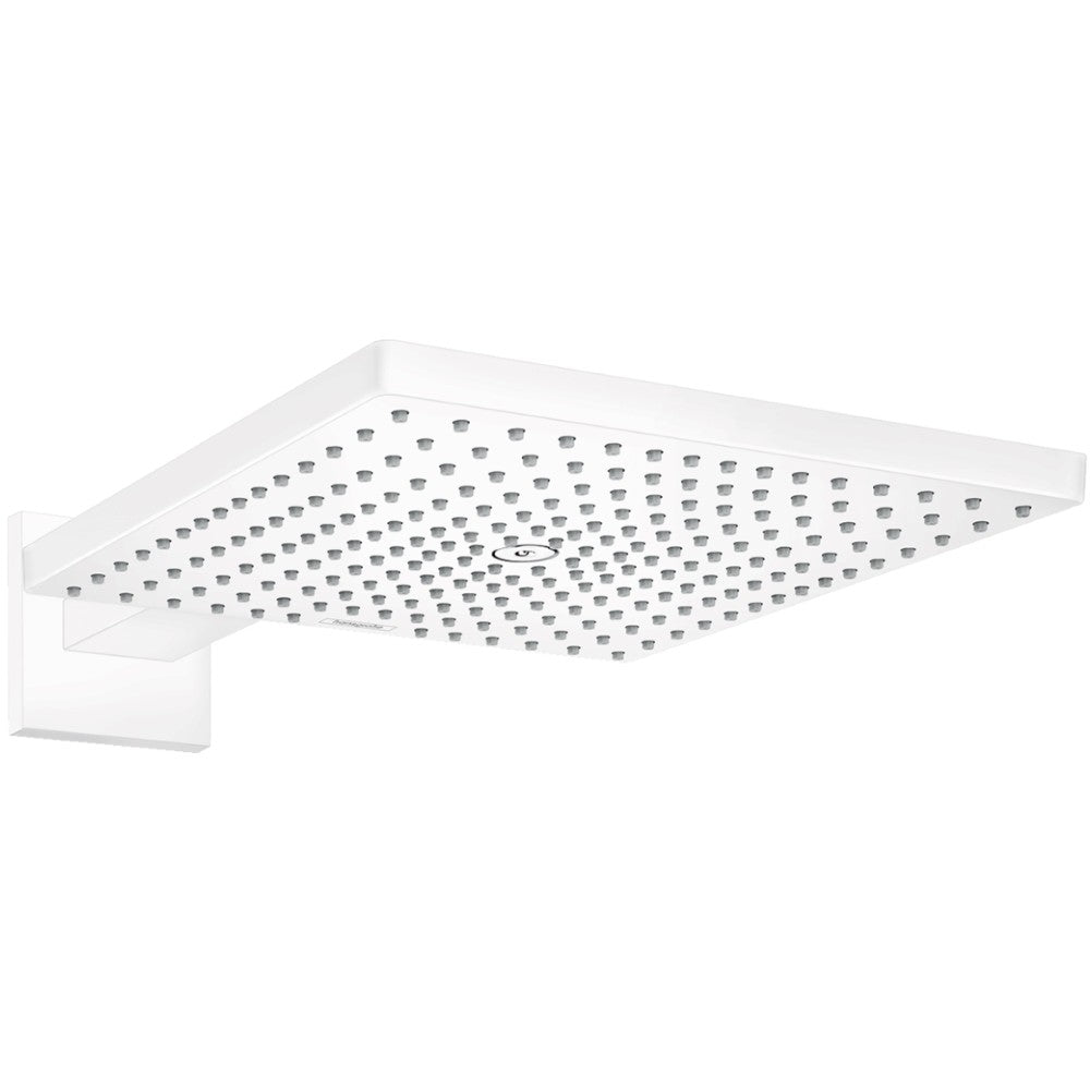 Palarie dus fix Hansgrohe Raindance E 300, cu brat, alb mat