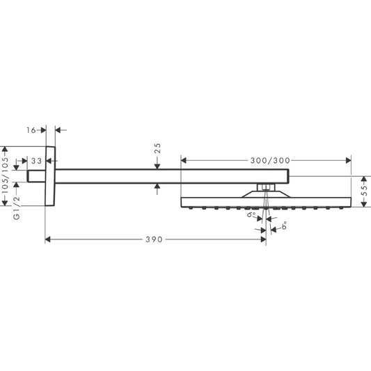 Palarie dus fix Hansgrohe Raindance E 300, cu brat, antracit satinat