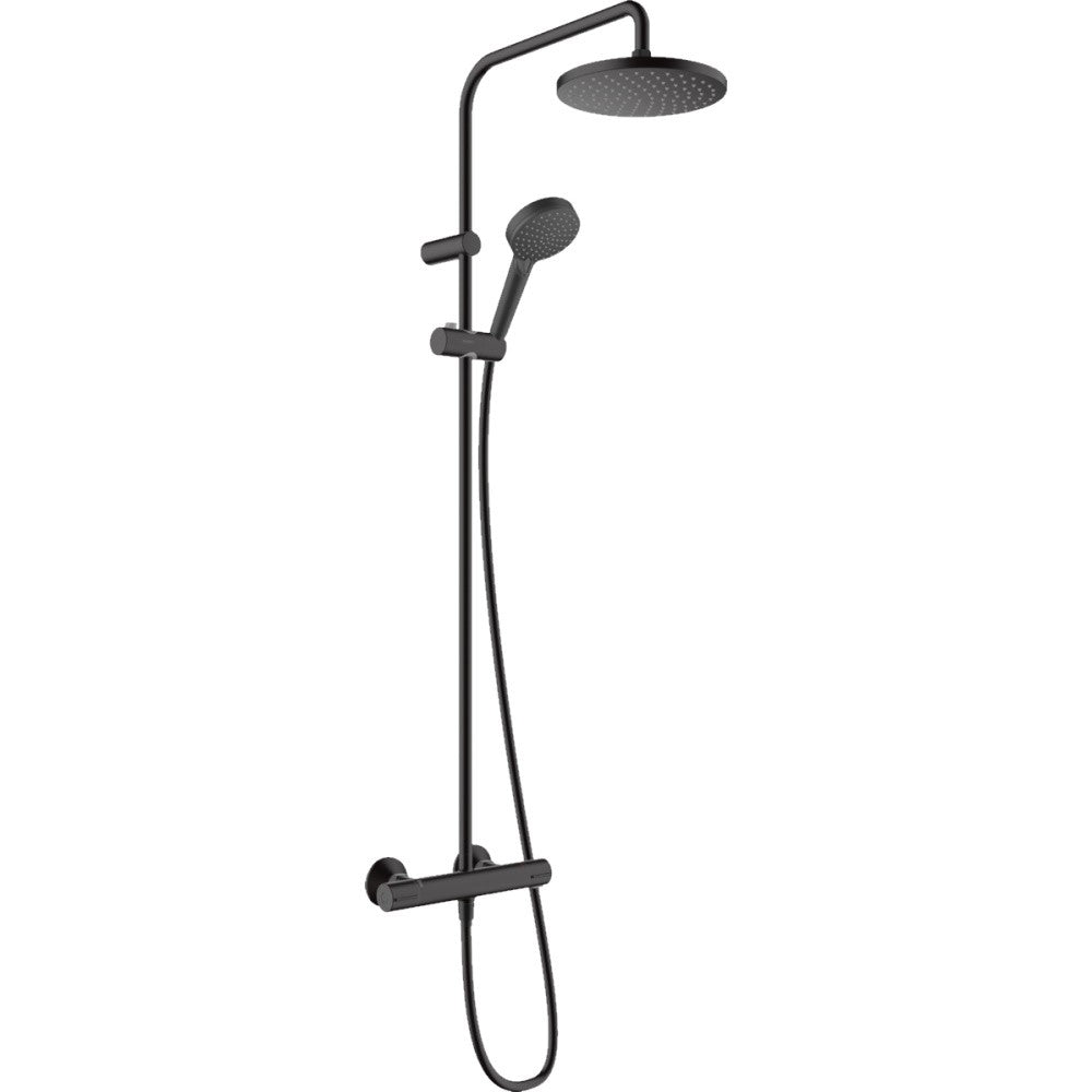 Coloana dus cu baterie si termostat Hansgrohe Vernis Blend 2 functii, negru mat
