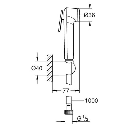 Grohe Tempesta-F Trigger 30 Dus igienic cu suport, furtun 100 cm, crom