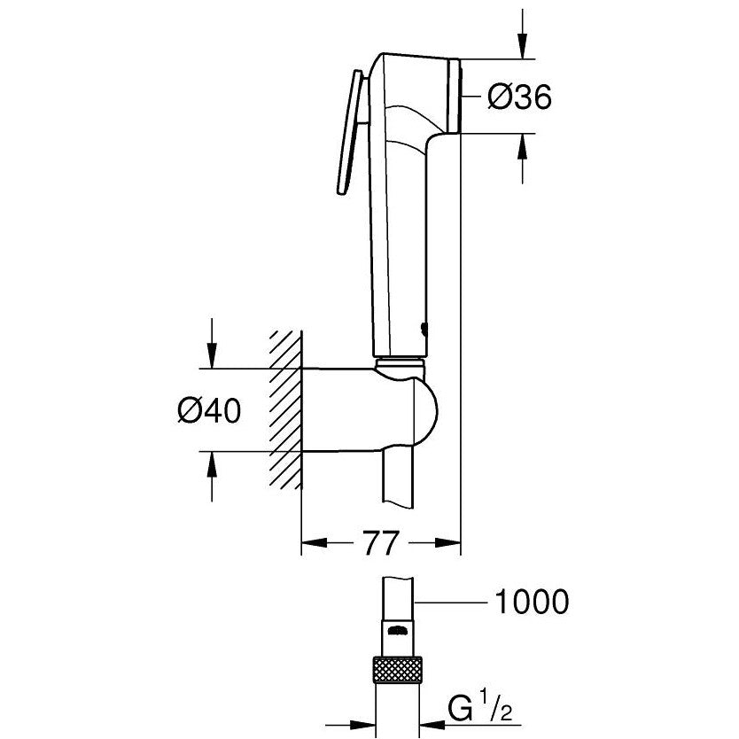 Grohe Tempesta-F Trigger 30 Dus igienic cu suport, 1 jet