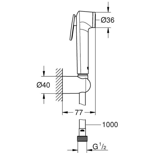 Grohe Tempesta-F Trigger 30 Dus igienic cu suport, 1 jet