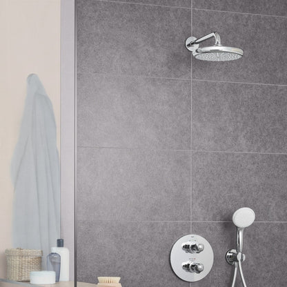 Palarie dus fix Grohe Tempesta 210, Ø21 cm cu brat, montaj pe perete