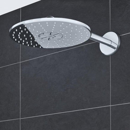 Palarie dus fix Grohe Rainshower 310 SmartActive, Ø31 cm cu brat, montaj pe perete, crom