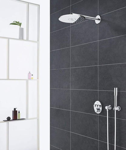 Palarie dus fix Grohe Rainshower 310 SmartActive, Ø31 cm cu brat, montaj pe perete, crom