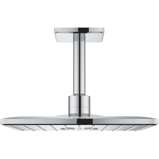Palarie dus fix Grohe Rainshower 310 SmartActive Cube, 31x31 cm cu brat, montaj pe tavan, crom