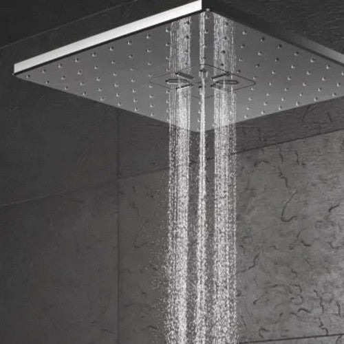 Palarie dus fix Grohe Rainshower 310 SmartActive Cube, 31x31 cm cu brat, montaj pe tavan, crom