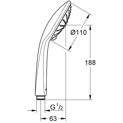 Para dus Grohe Euphoria 110 Massage cu 3 tipuri de jet, tehnologie EcoJoy