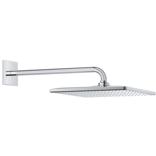 Palarie dus fix Grohe Rainshower Mono 310, 31x31 cm cu brat, montaj pe perete, crom