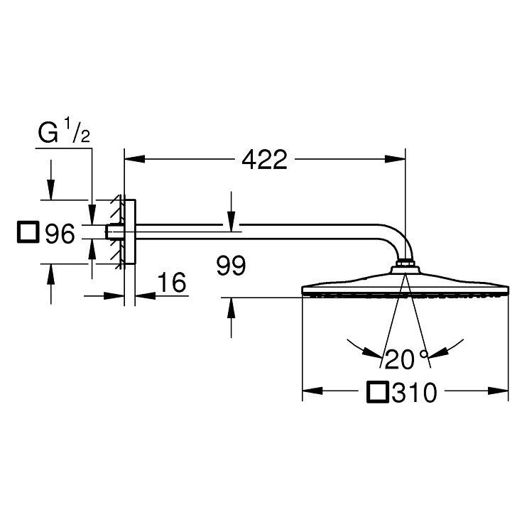 Set promo Sistem dus incastrat cu termostat Grohe Grohterm SmartControl, auriu mat