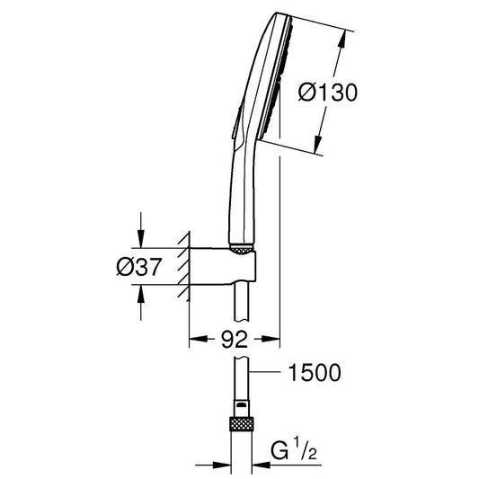 Grohe Rainshower Eco SmartActive 130 Set dus cu suport fix, crom