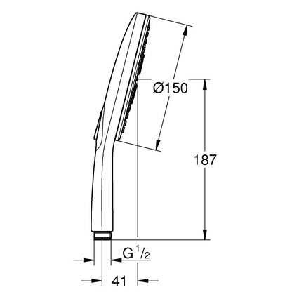 Para dus Grohe Rainshower Eco SmartActive 150 cu 3 jeturi, crom