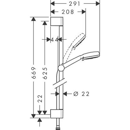 Hansgrohe Crometta 100 Vario Set dus cu bara 65 cm, alb/crom