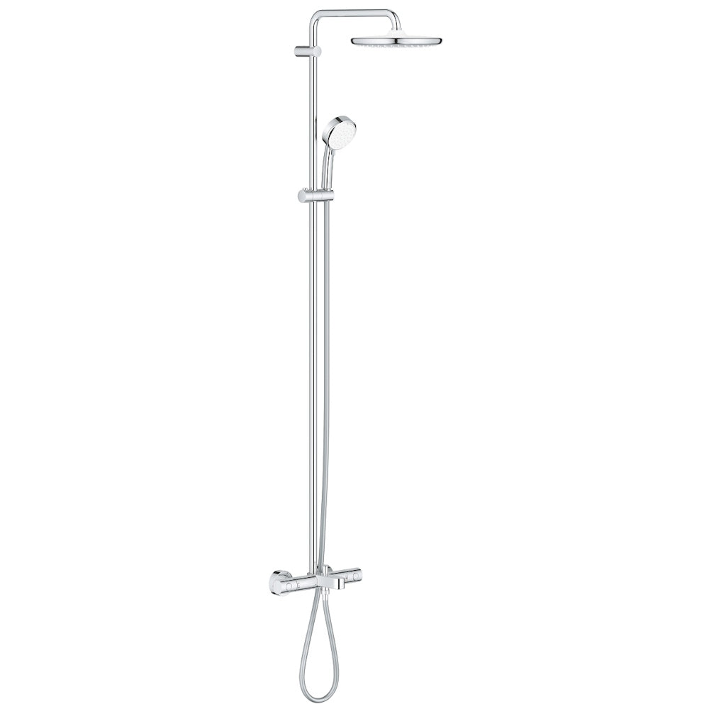 Coloana dus cu baterie si termostat Grohe Tempesta Cosmopolitan System 250 cu pipa cada