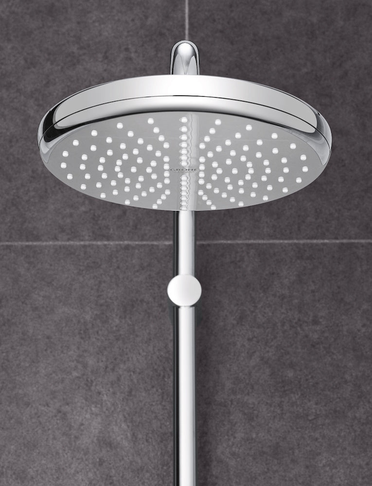 Coloana dus cu baterie si termostat Grohe Tempesta Cosmopolitan System 250 cu pipa cada